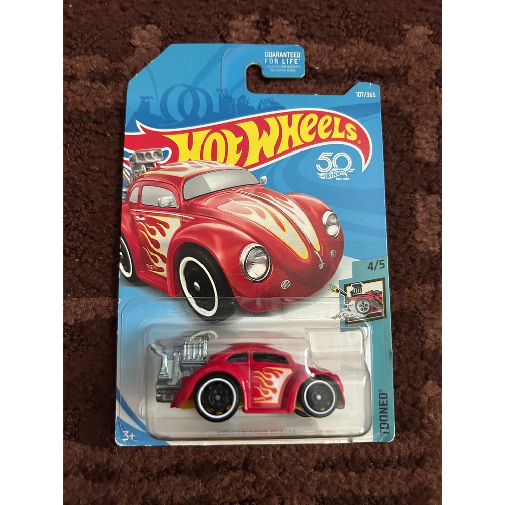 Hot Wheels Tooned Volkswagen Beetle Red Flames 50th Anniversary 107/365 FJW52